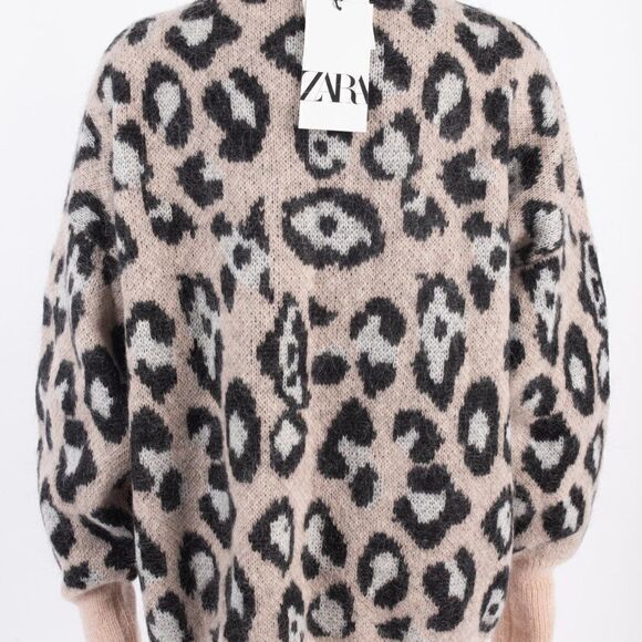 Zara Leopard Oversized Slouch Sweater Crewneck - Picture 6 of 14